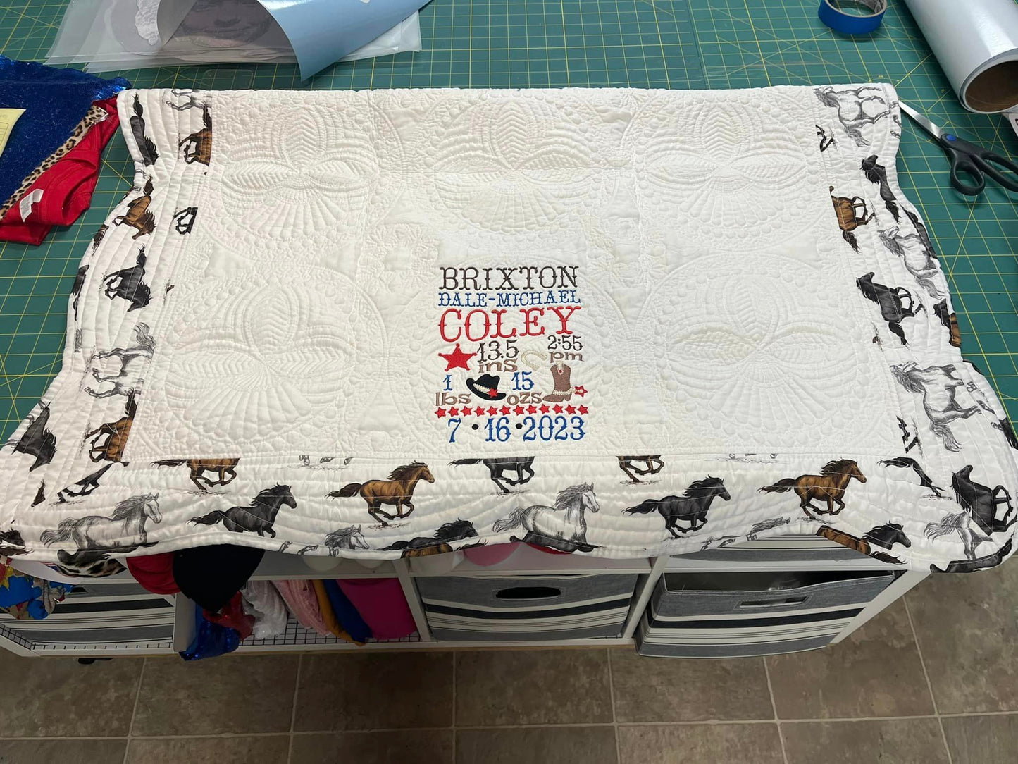 Western Baby Birth Stat Quilt