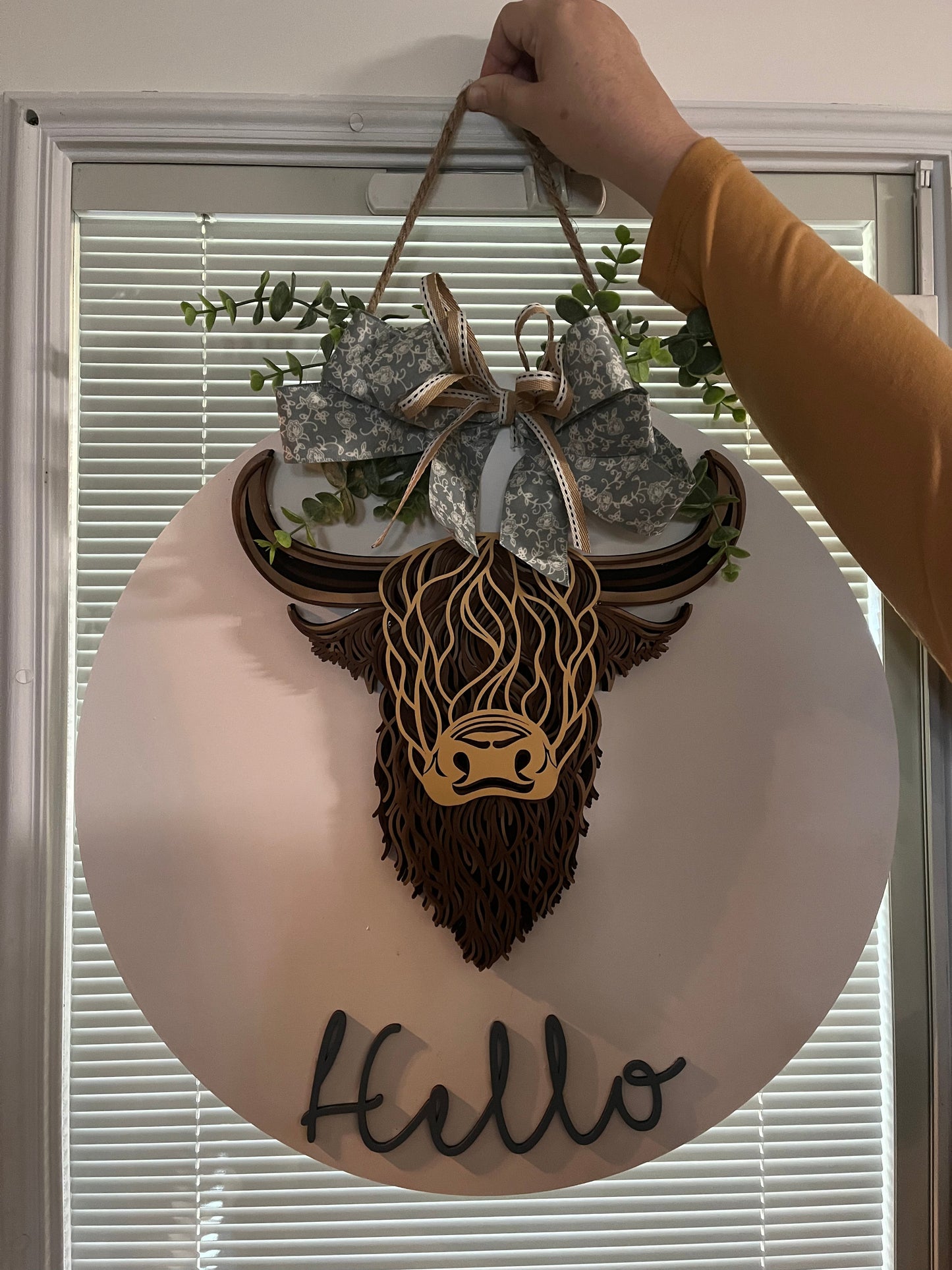 Highland Cow Round Sign Wood Only