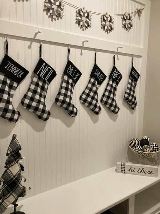 Black and White Plaid Stocking