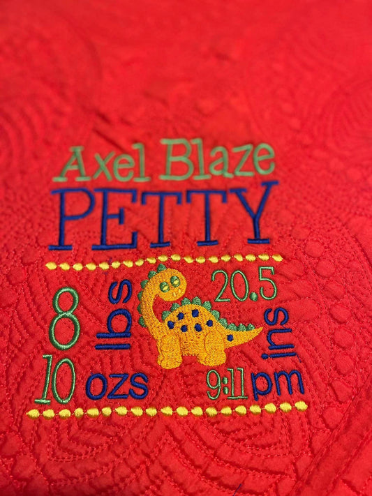 Dinosaur Birthstat Quilt