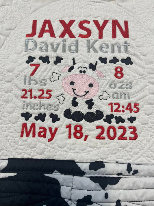 Cow Baby Birthstat Quilt