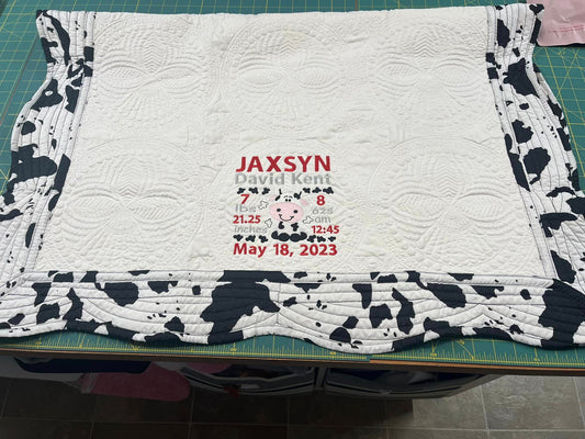 Cow Baby Birthstat Quilt