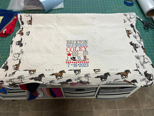 Western Baby Birth Stat Quilt
