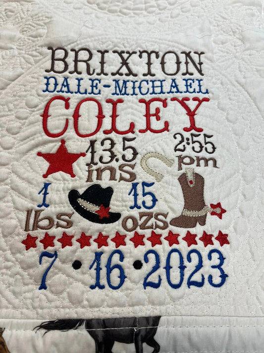 Western Baby Birth Stat Quilt