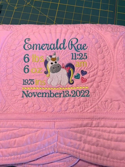 Unicorn Birthstat Quilt