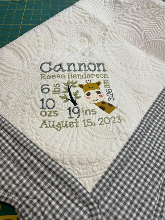 Giraffe Birthstat Quilt