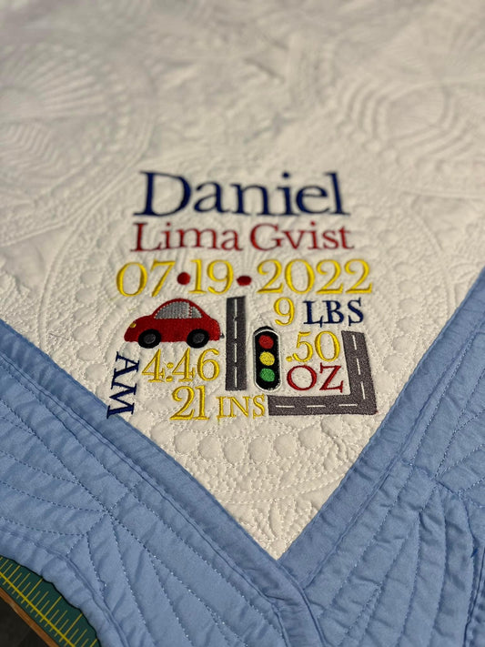 Racecar Birthstat Quilt