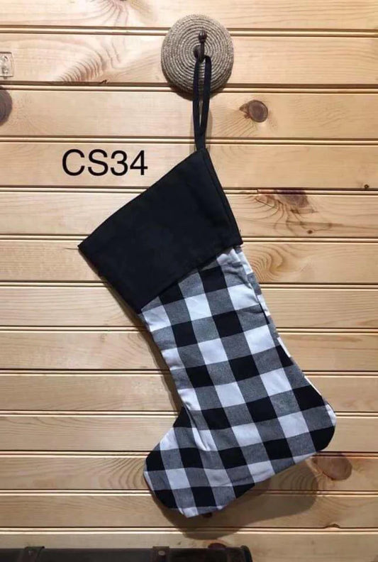 Black and White Plaid Stocking
