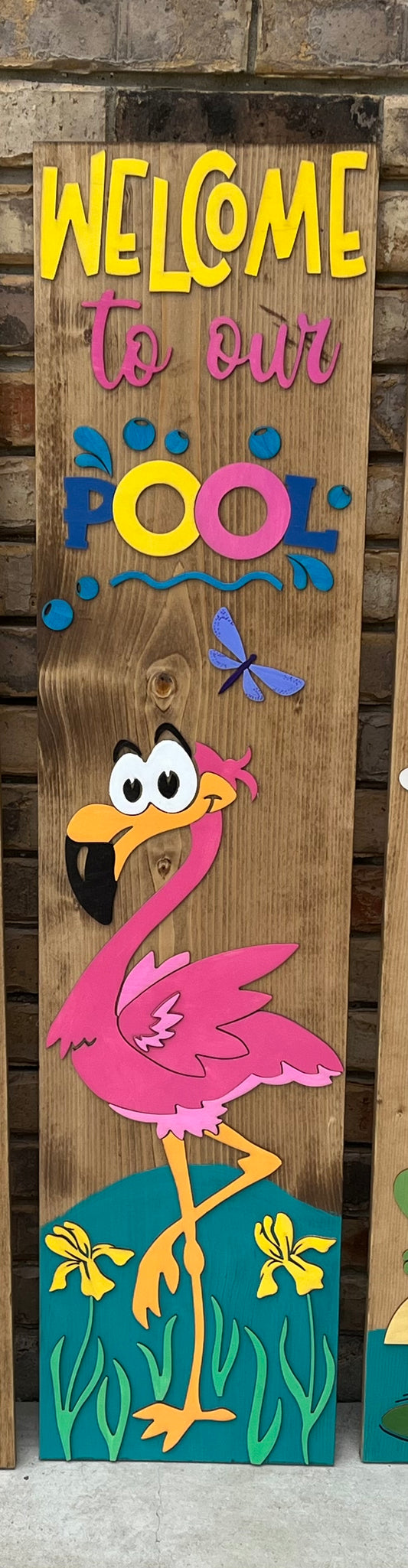 Welcome To Out Pool Flamingo Sign