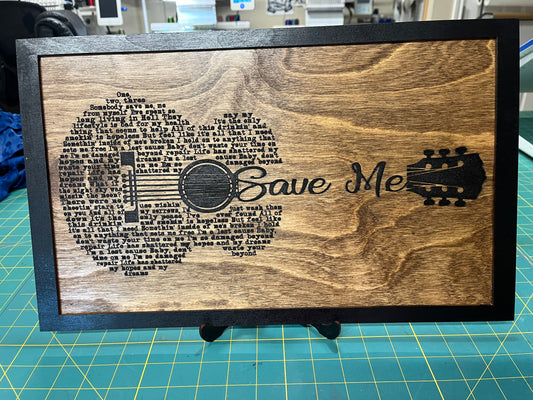 Save Me Guitar Plaque with Easel or Picture Hanger