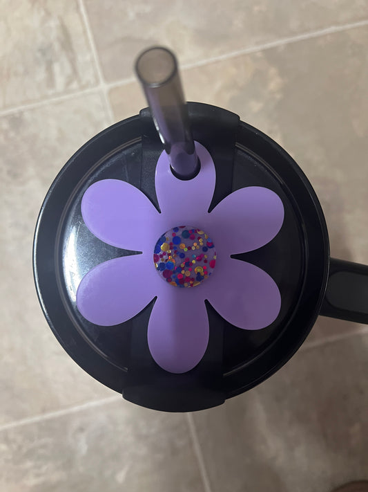Purple Flower Tumbler Topper