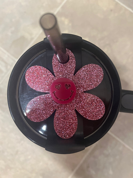 Pink Flower Tumbler Topper