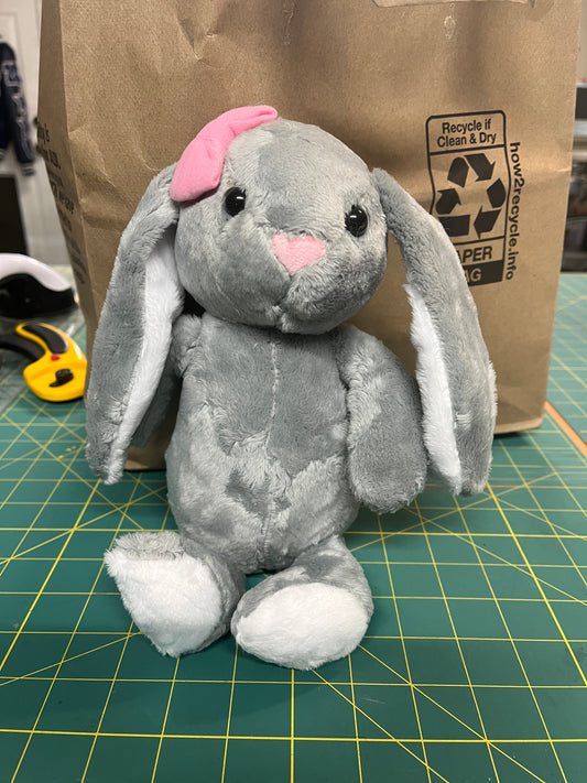 10inch Gray Girl Bunny with Pink Bows
