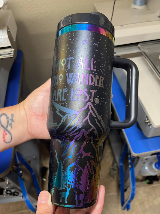 Custom 40oz Engraved Metallic Rainbow