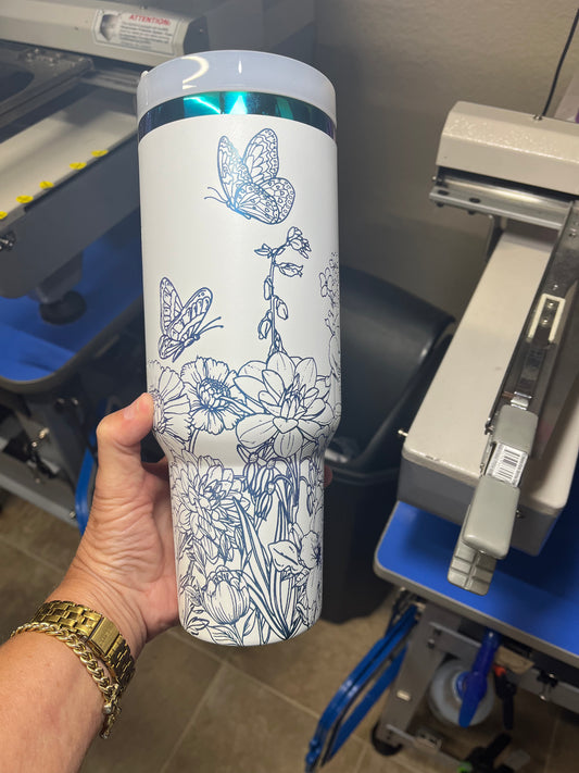 Rainbow Floral Butterfly 40oz