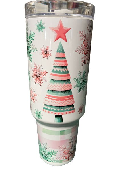Pink Plaid Christmas Tree 40oz