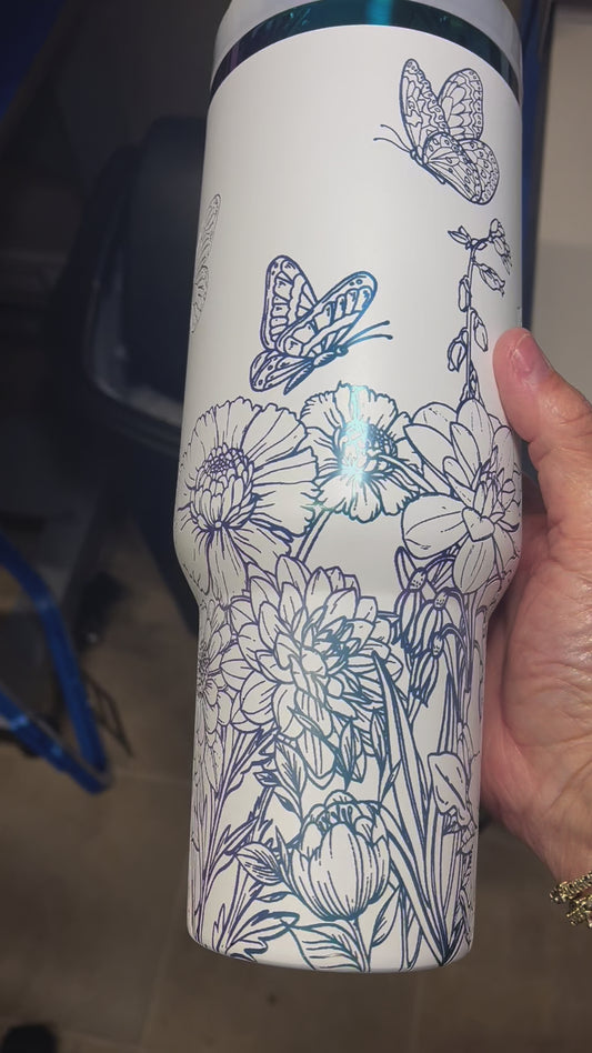Rainbow Floral Butterfly 40oz